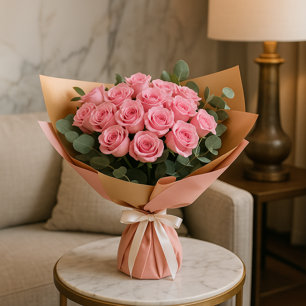 BLUSH - Pink Roses and Eucalyptus