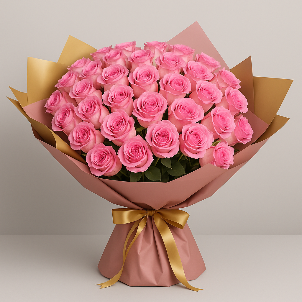 Blush Pink – Birthday Roses Bouquet #Size_Deluxe