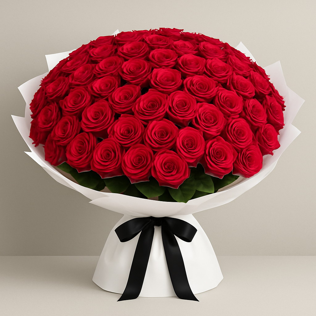 50 Premium Red Roses #Size_Deluxe