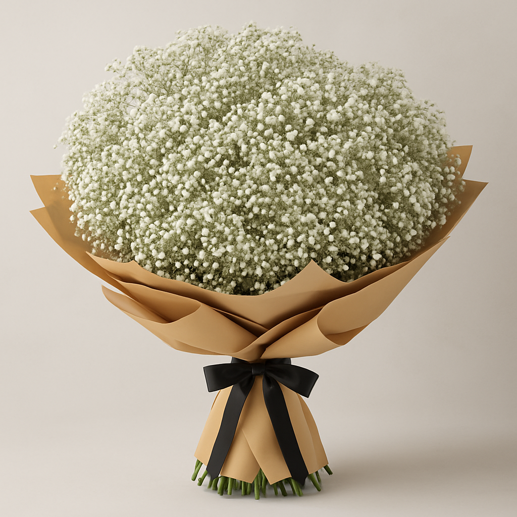 Designer's Collection #5 - Gypsophila – Romantic Roses Hand-Tied Bouquet #Size_Grand