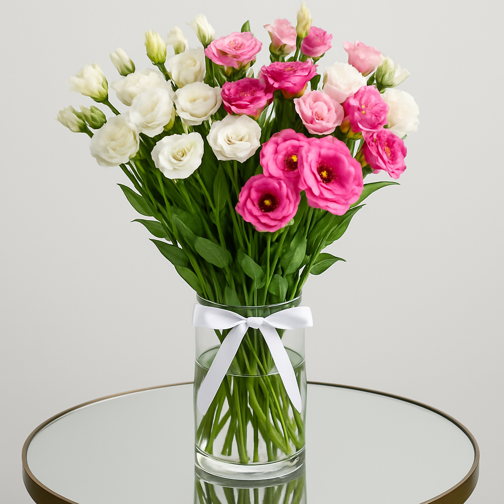 Designer's Collection #7 - Lisianthus – Romantic Carnations Vase Arrangement #Size_Classic