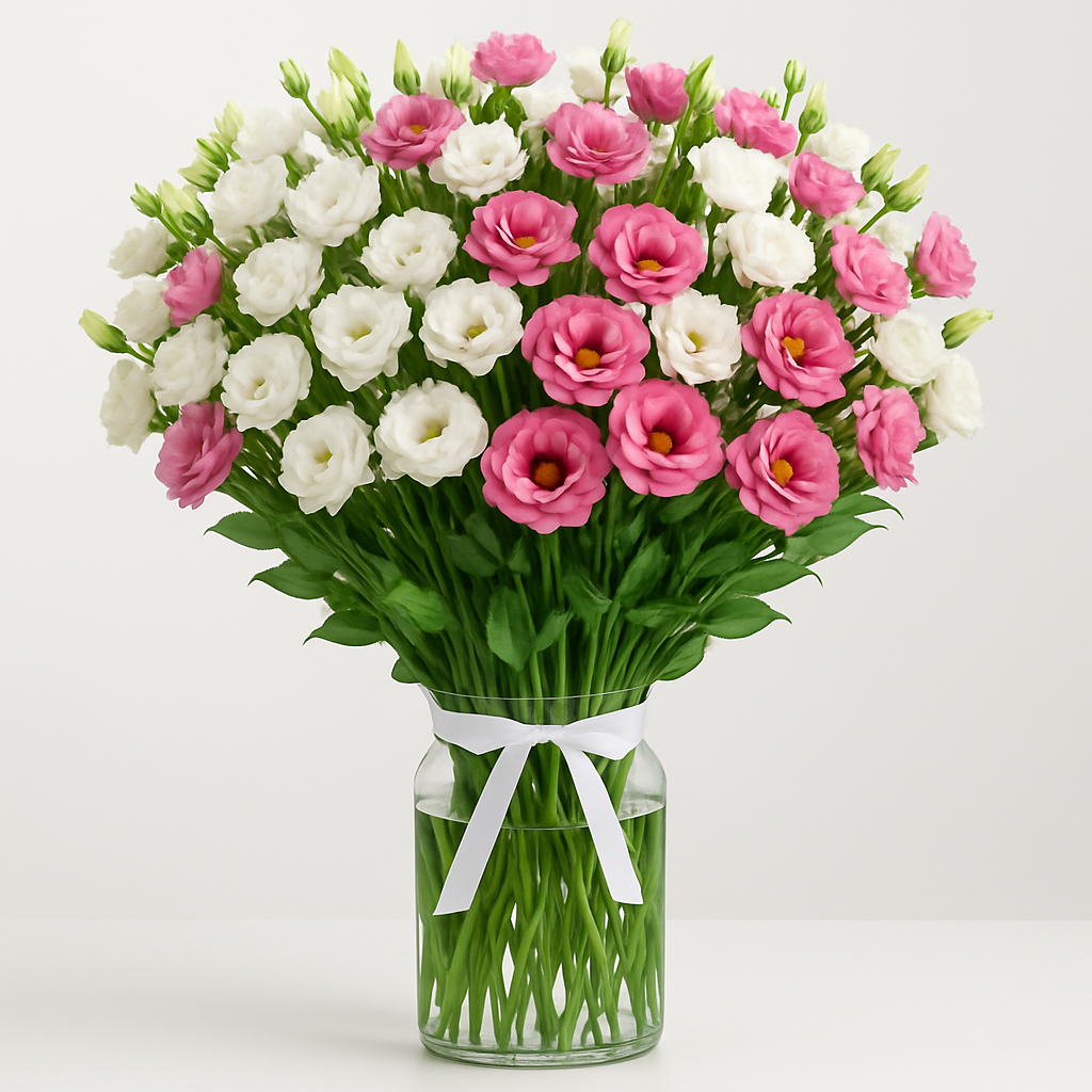 Designer's Collection #7 - Lisianthus – Romantic Carnations Vase Arrangement #Size_Deluxe
