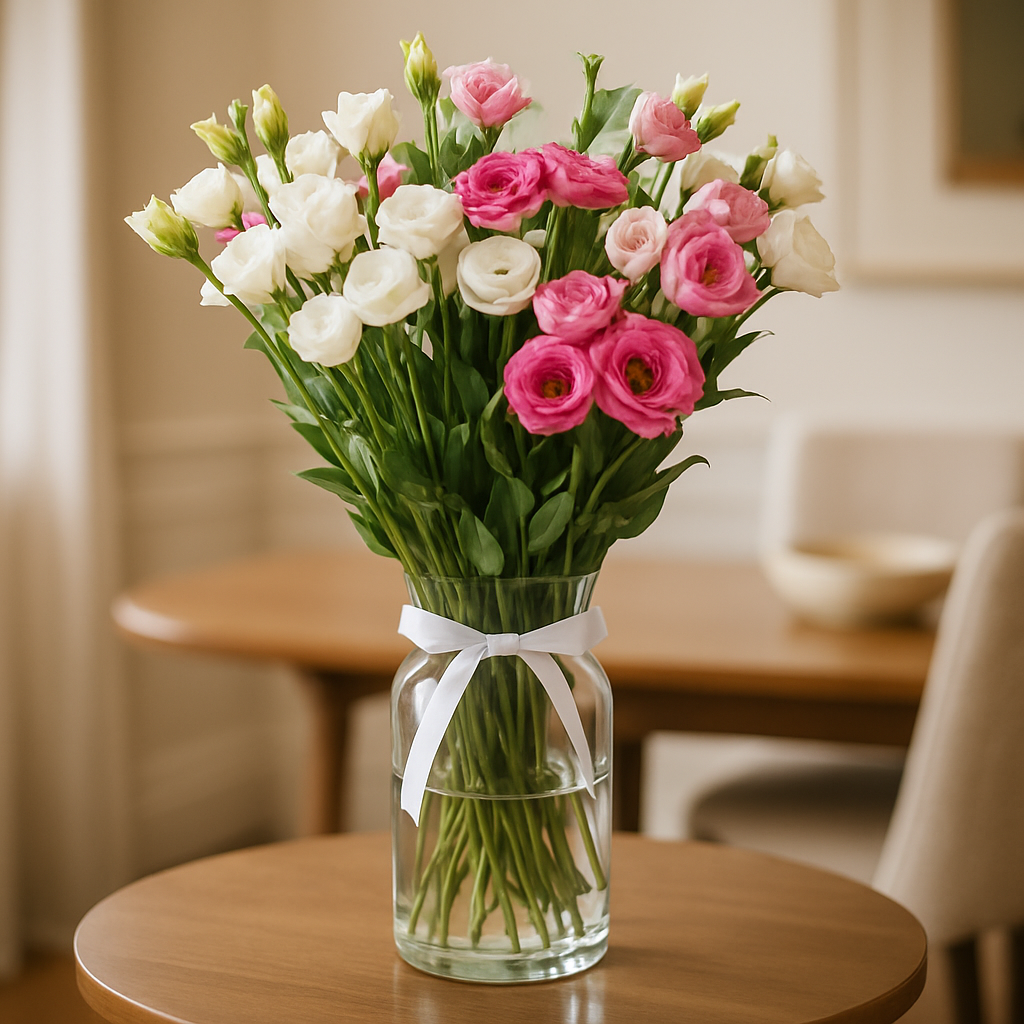Designer's Collection #7 - Lisianthus – Romantic Carnations Vase Arrangement