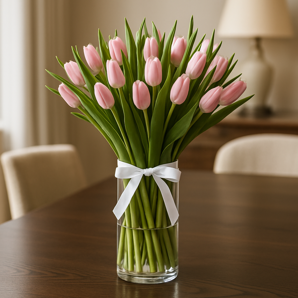 Designer's Collection #8 – Birthday Tulips Vase Arrangement