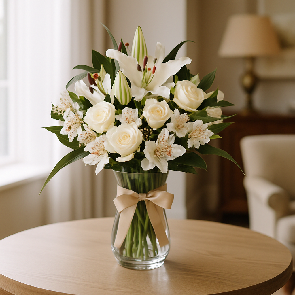 Dream Of Arabia – Birthday Roses And Lilies Vase Arrangement