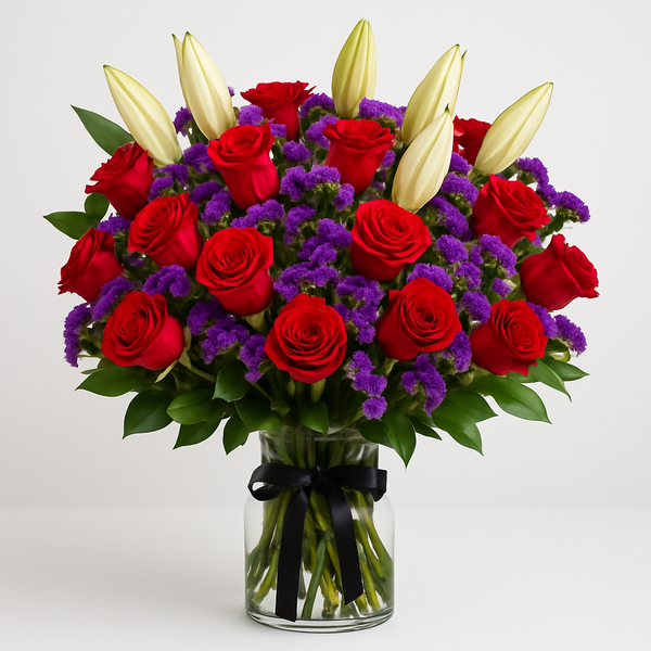 Elegance In A Vase – Birthday Roses And Lilies