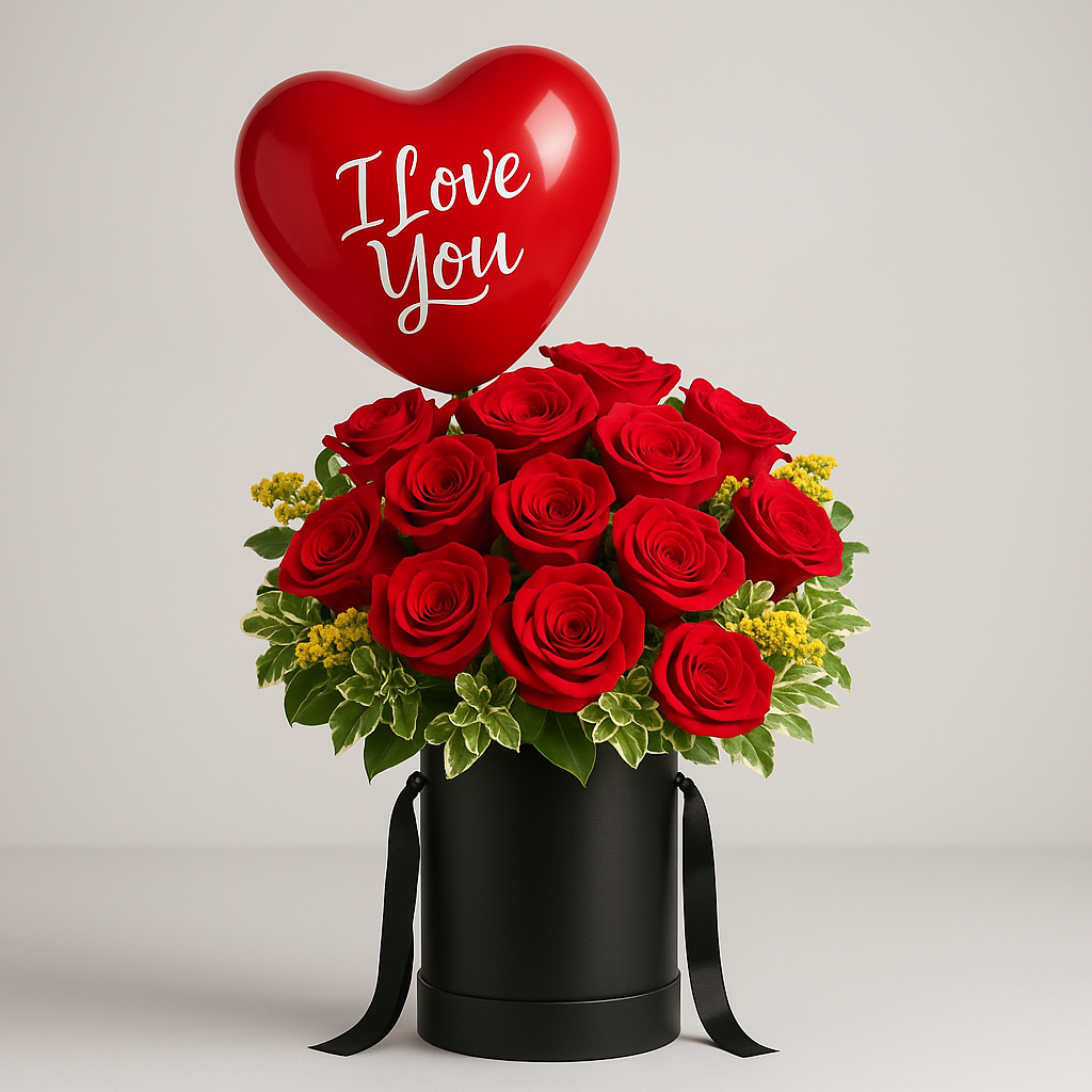 Forbidden Love Red Roses and Balloon Combo #Size_Classic