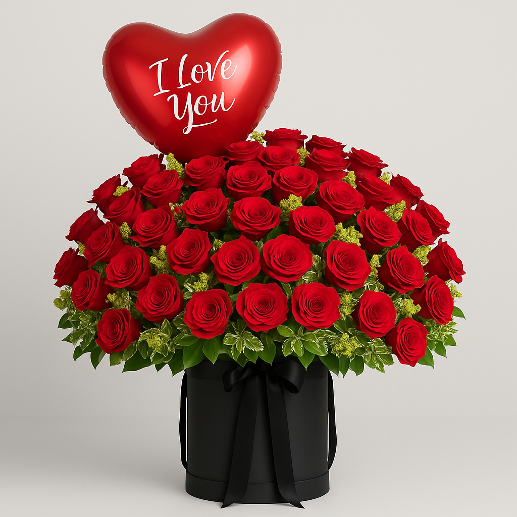 Forbidden Love Red Roses and Balloon Combo #Size_Grand