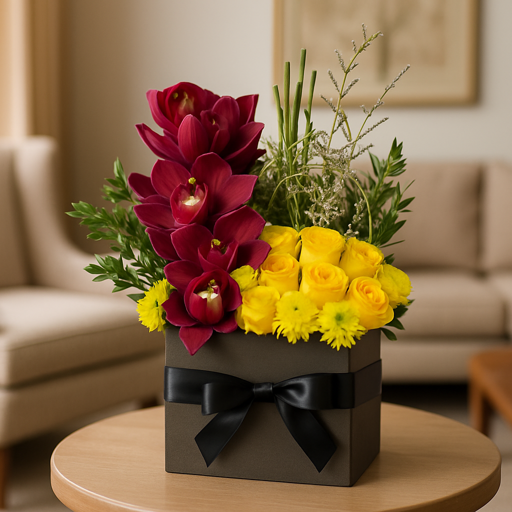 Forest Of Love – Birthday Roses And Orchids Vase Arrangement