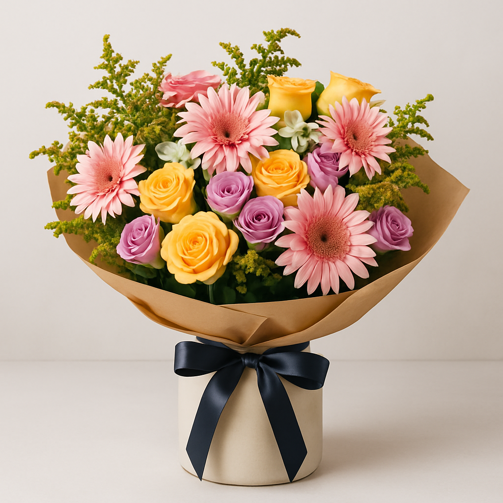 Forever Beautiful – Birthday Roses And Alstroemeria Vase Arrangement #Size_Classic