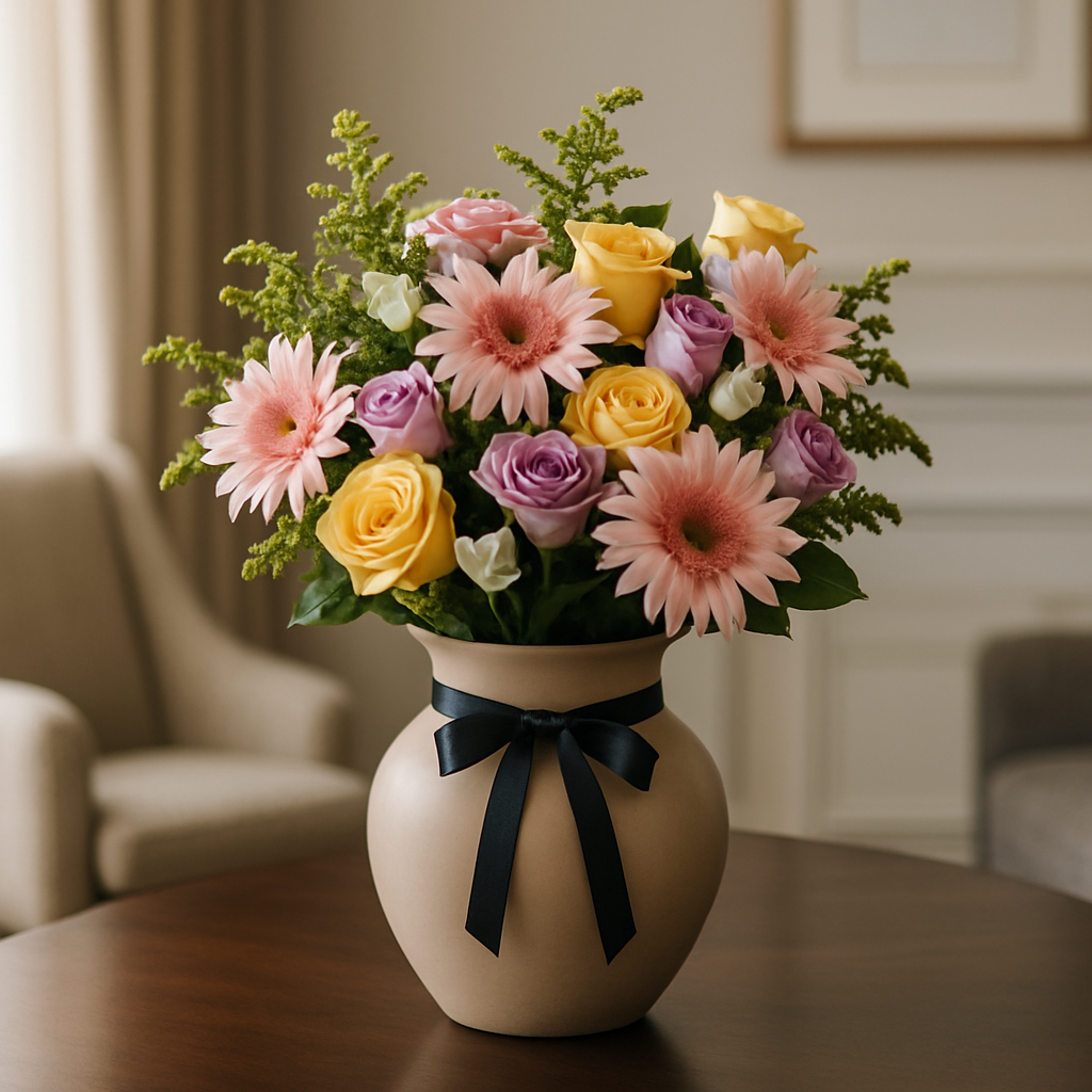 Forever Beautiful – Birthday Roses And Alstroemeria Vase Arrangement