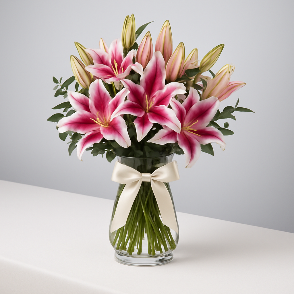 Fragrant Beauty – Birthday Lilies Vase Arrangement #Size_Classic