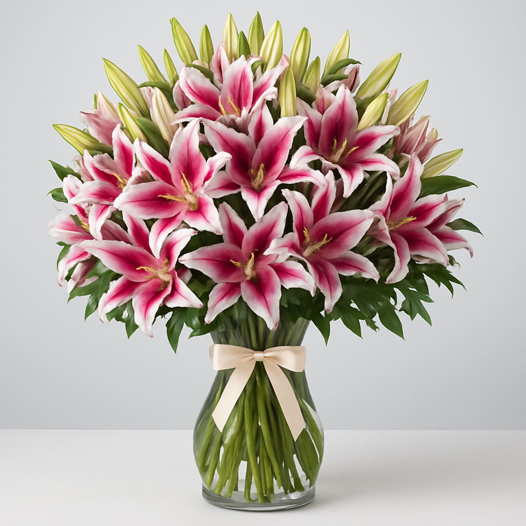 Fragrant Beauty – Birthday Lilies Vase Arrangement #Size_Grand