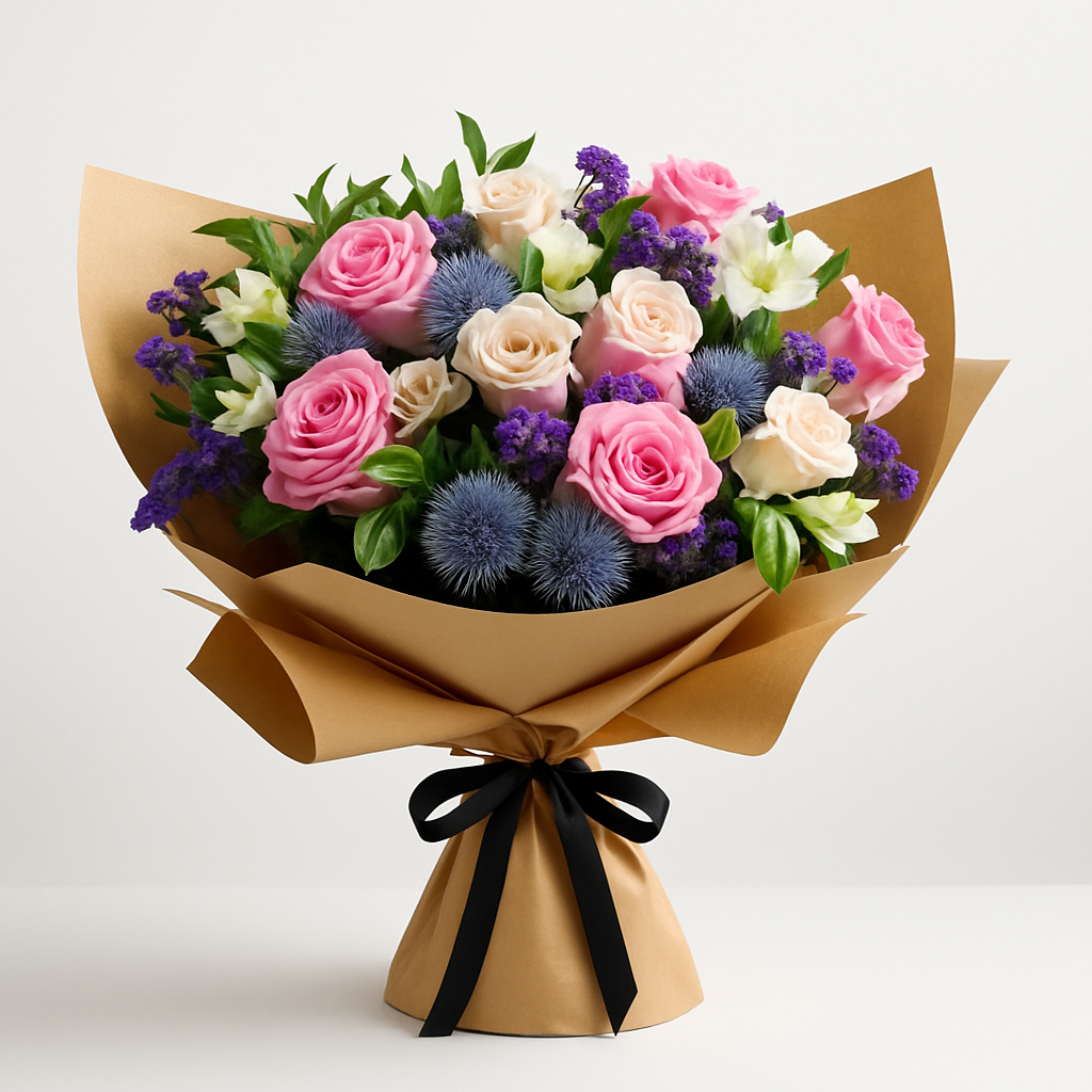 Garden Fresh – Birthday Roses And Alstroemeria Hand-Tied Bouquet #Size_Classic