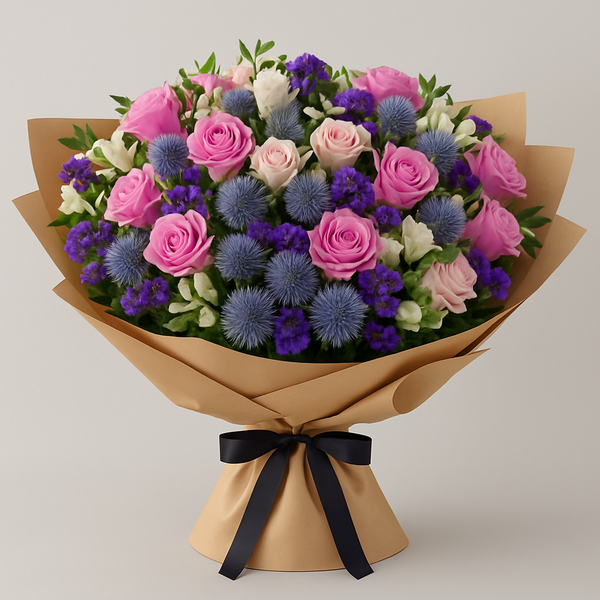 Garden Fresh – Birthday Roses And Alstroemeria Hand-Tied Bouquet