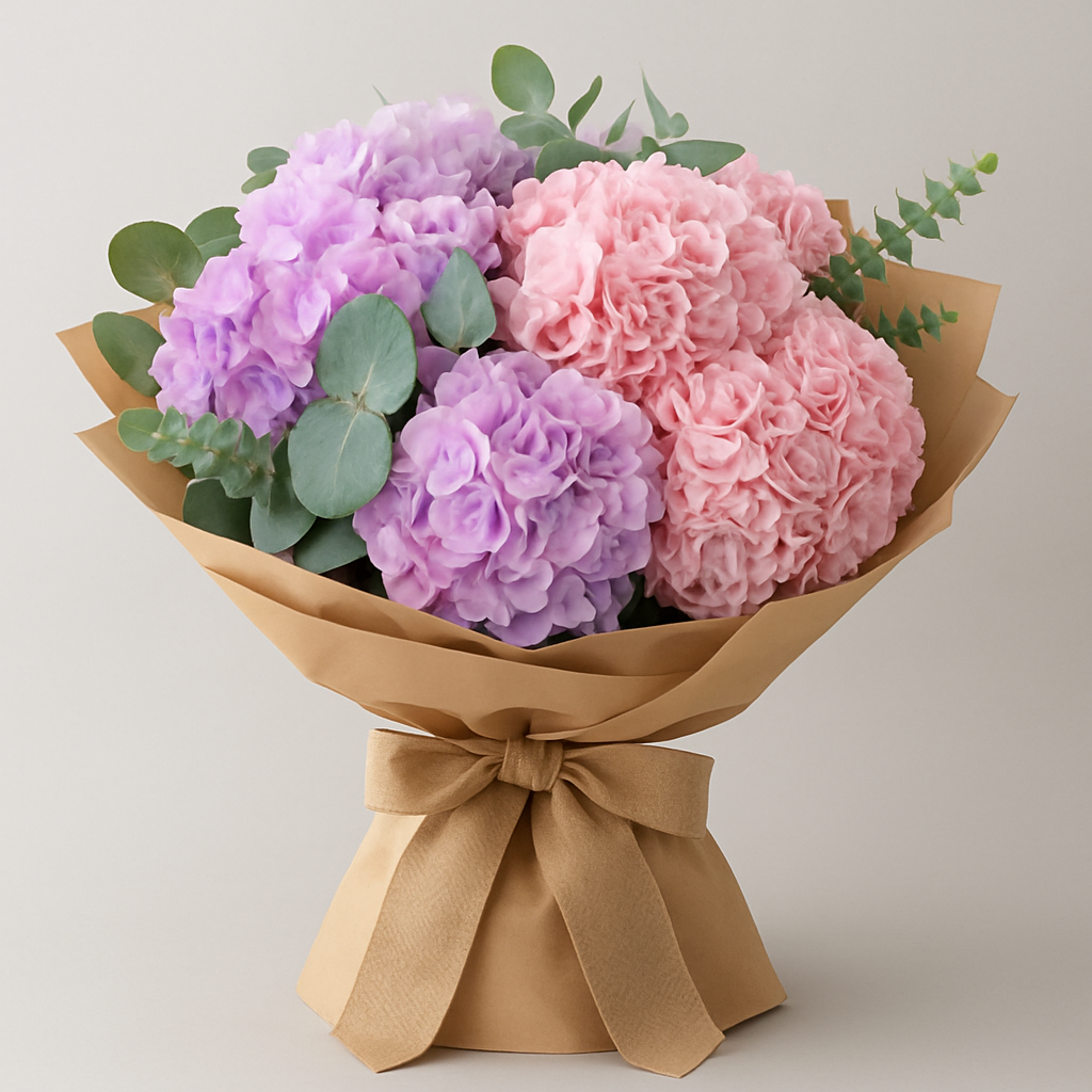 Harmony Bouquet – Birthday Hydrangea And Eucalyptus Bouquet #Size_Grand