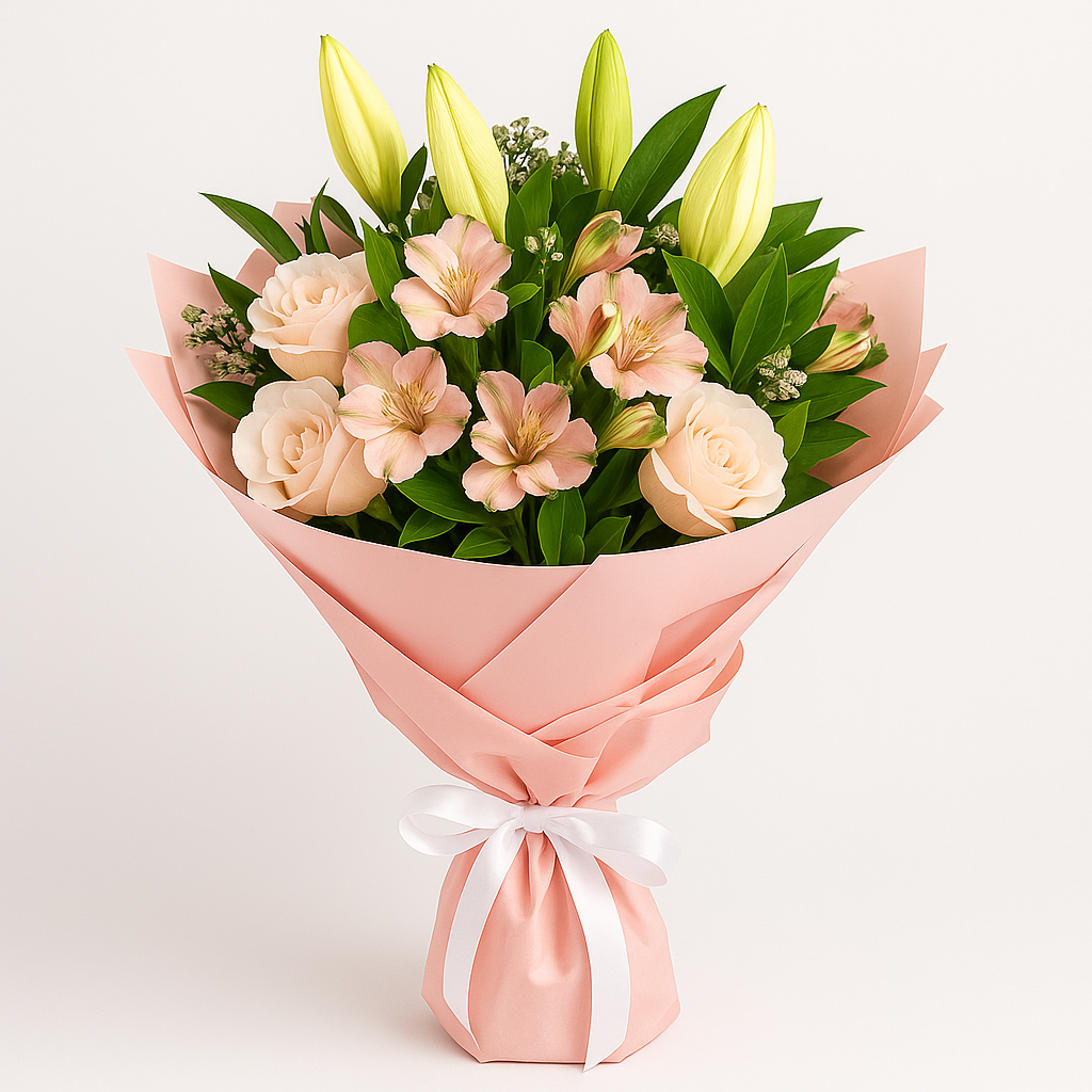 Holbeach – Birthday Roses And Lilies Bouquet #Size_Classic