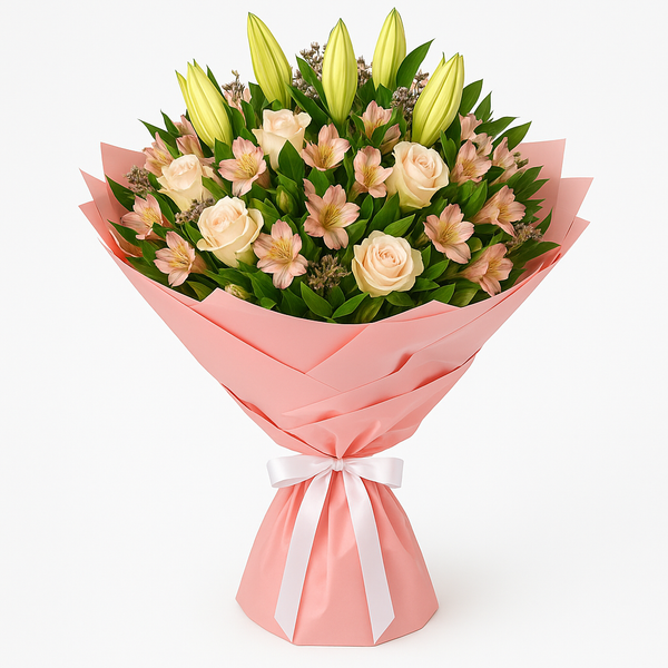 Holbeach – Birthday Roses And Lilies Bouquet