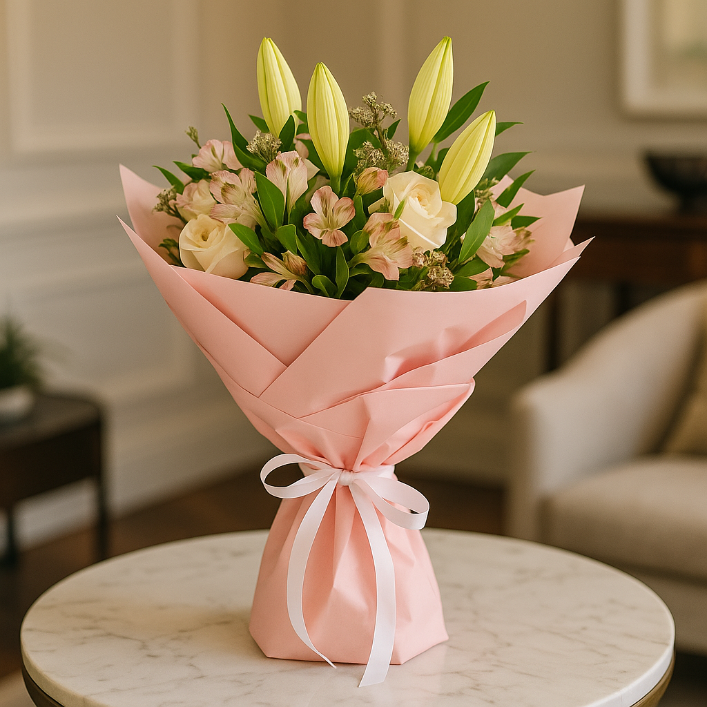 Holbeach – Birthday Roses And Lilies Bouquet