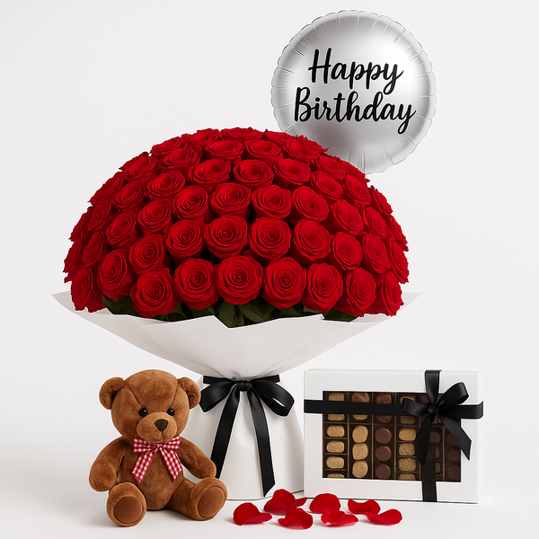 I Love You Combo 50 Red Roses Gift Combo with Chocolates and Teddy