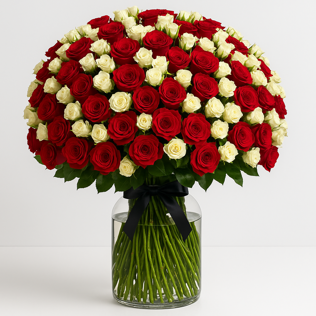 Large Luxury Fragrant Red and White Arrangement #Size_Grand