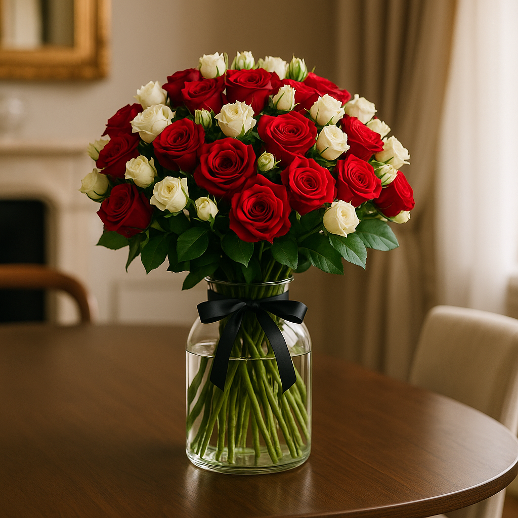 Large Luxury Fragrant Red and White Arrangement