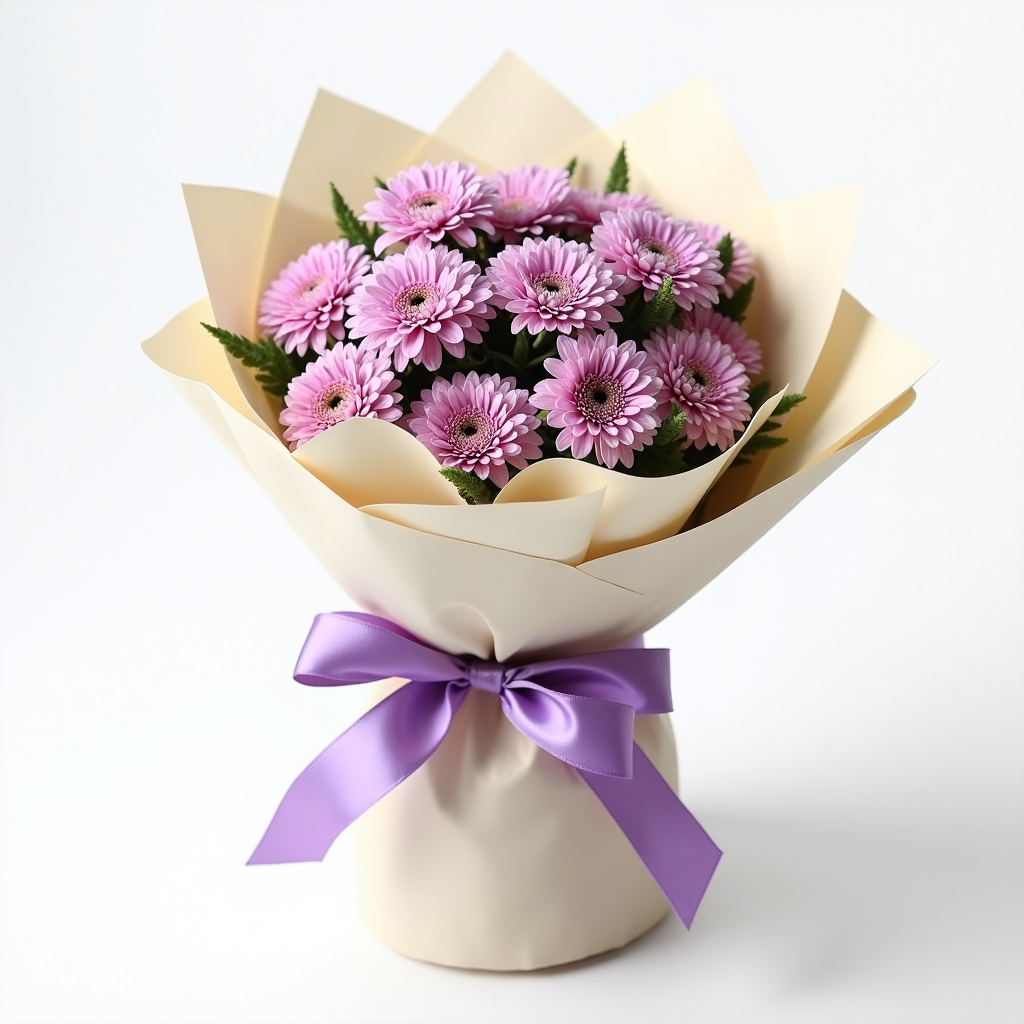 Lilac and Pink Bouquet – Chrysanthemums And Roses #Size_Classic