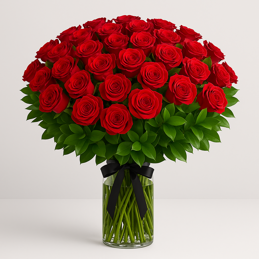 Long Stem Red Roses with Vase #Size_Deluxe