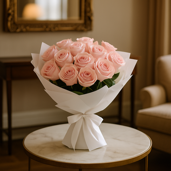 Luxury Pink Roses – Birthday Roses Hand-Tied Bouquet