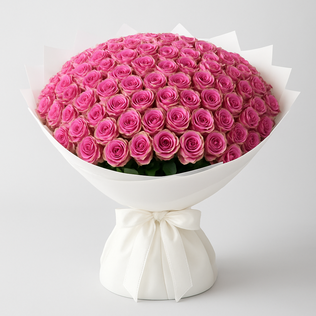 Luxury Purple Roses – Romantic Roses Bouquet #How many roses?_100 Roses