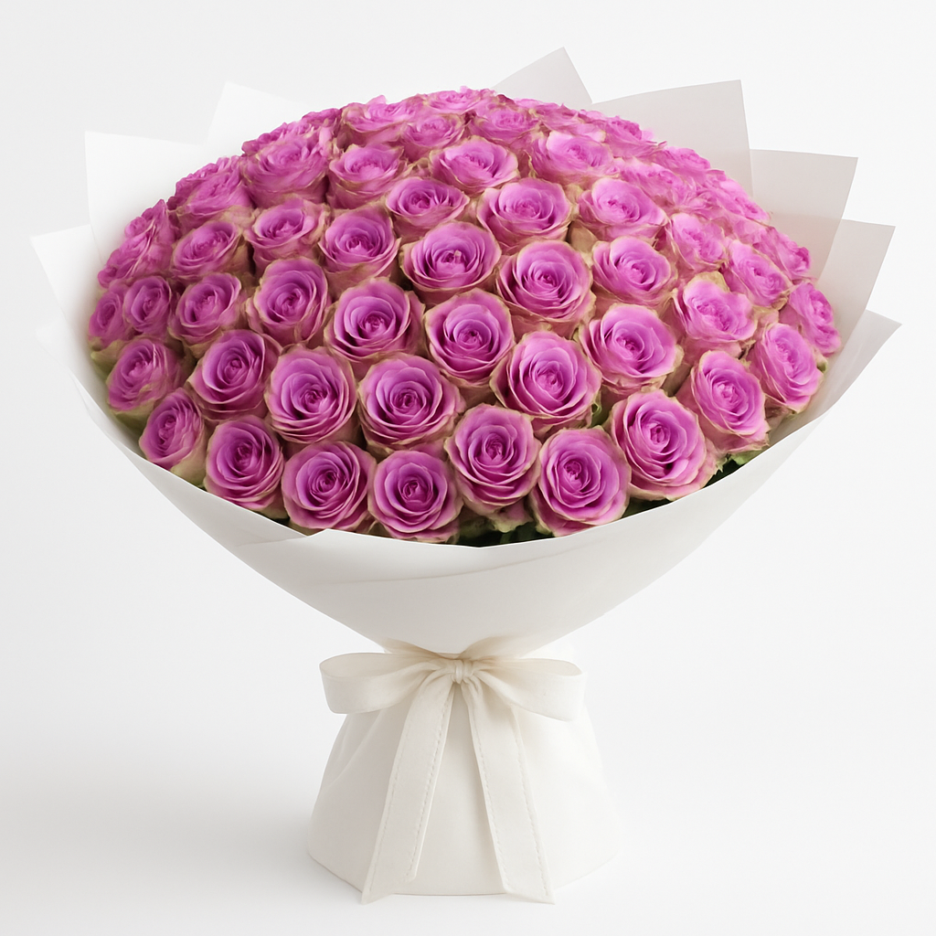 Luxury Purple Roses – Romantic Roses Bouquet #How many roses?_60 Roses