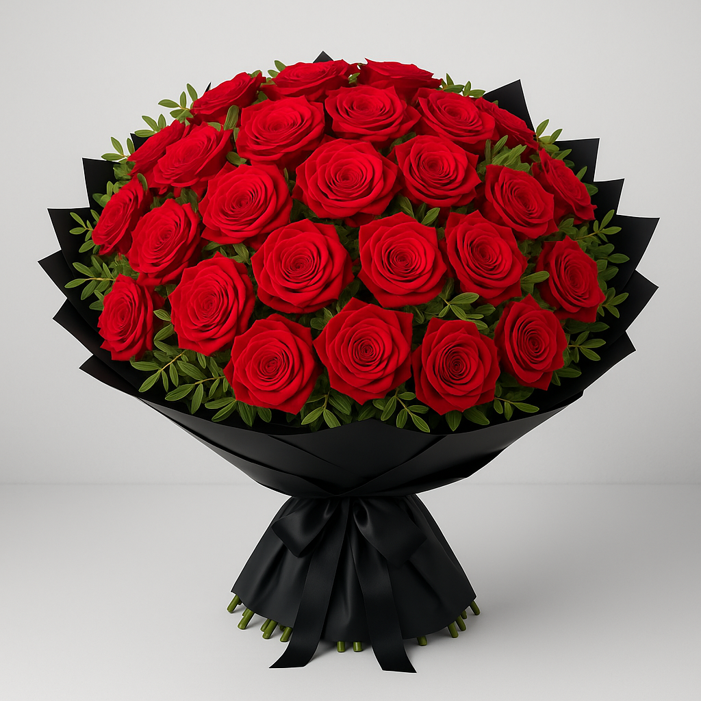 Luxury Red Roses Bouquet with Greenery #Size_Deluxe