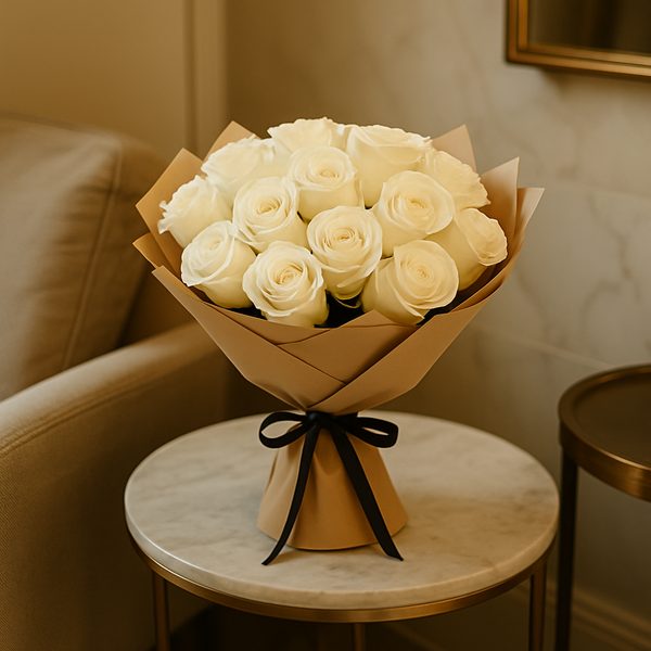 Luxury White Roses – Birthday Roses Bouquet