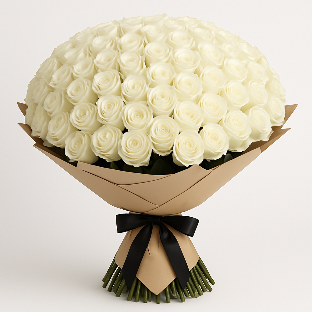 Luxury White Roses – Birthday Roses Bouquet #How many roses?_60 Roses