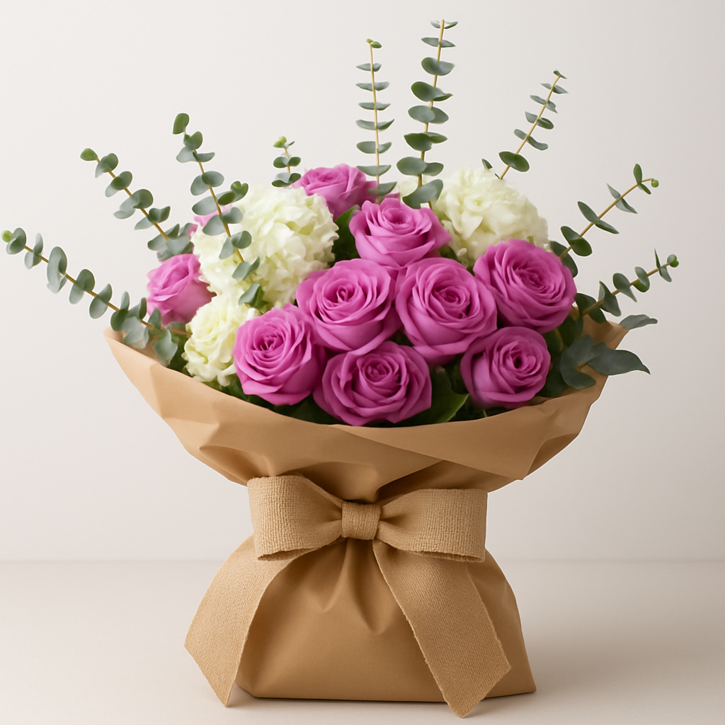 Majestic Essence Bouquet – Birthday Roses And Hydrangea Bouquet