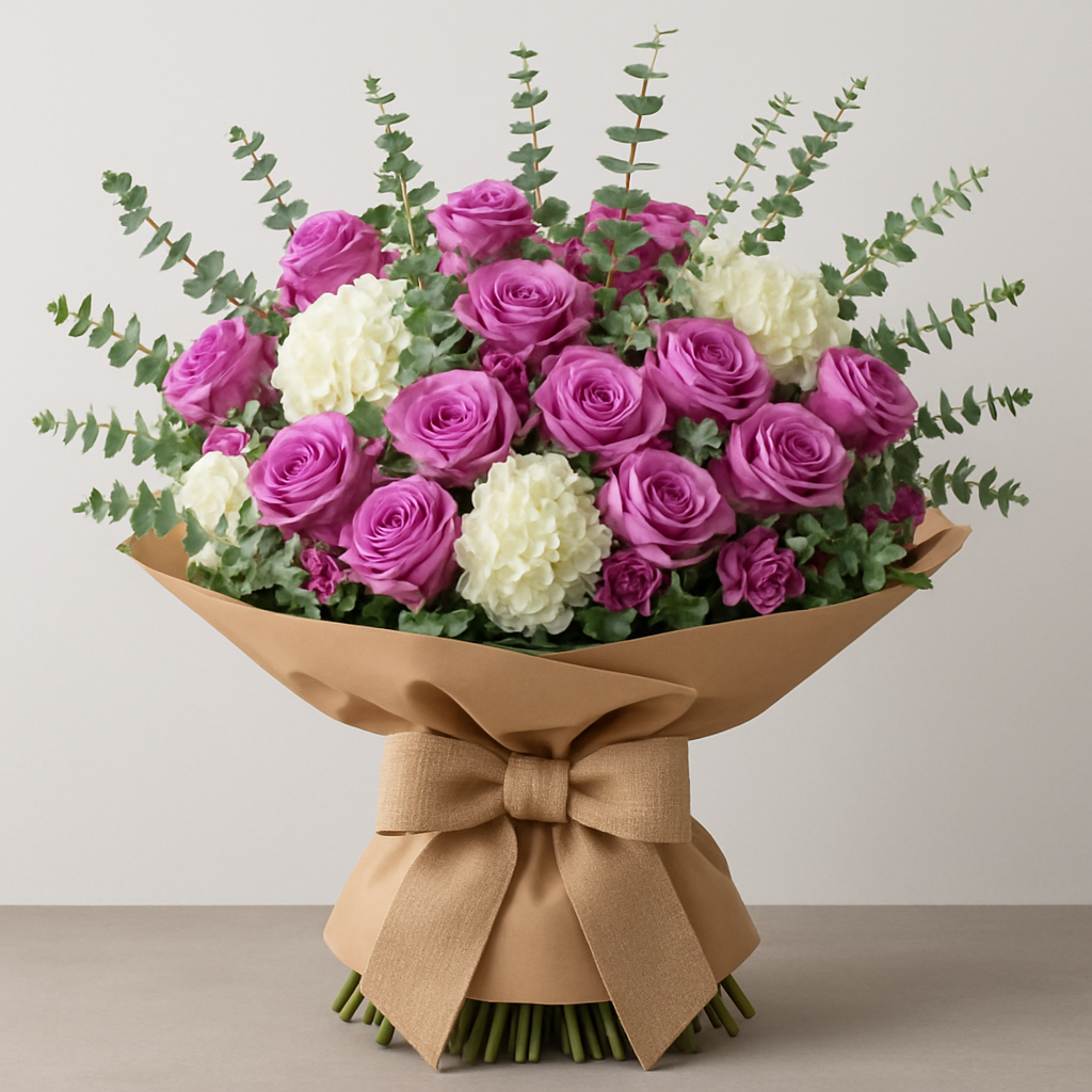 Majestic Essence Bouquet – Birthday Roses And Hydrangea Bouquet #Size_Deluxe