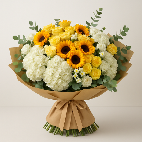 Mango – Birthday Roses And Hydrangea Hand-Tied Bouquet