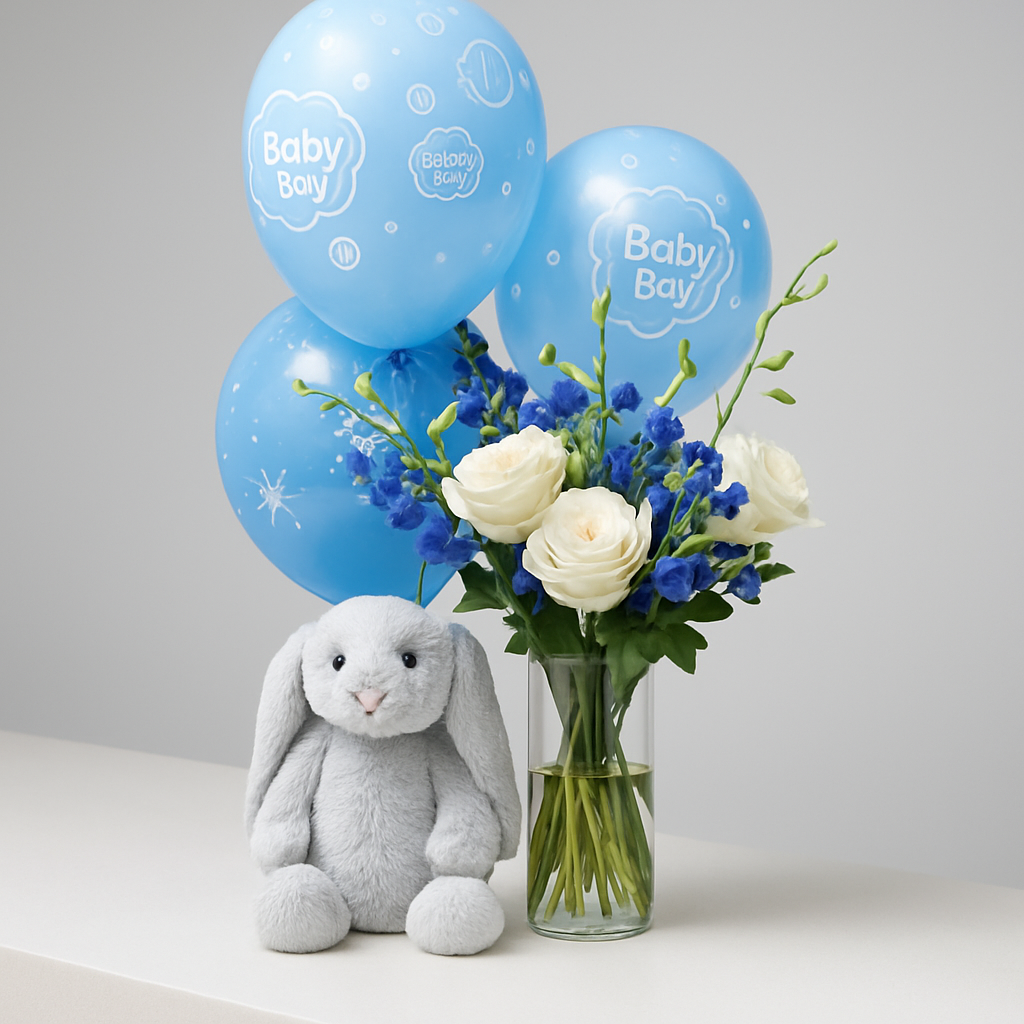 My Boy's Bunny – Birthday Roses And Orchids Gift Set #Size_Classic