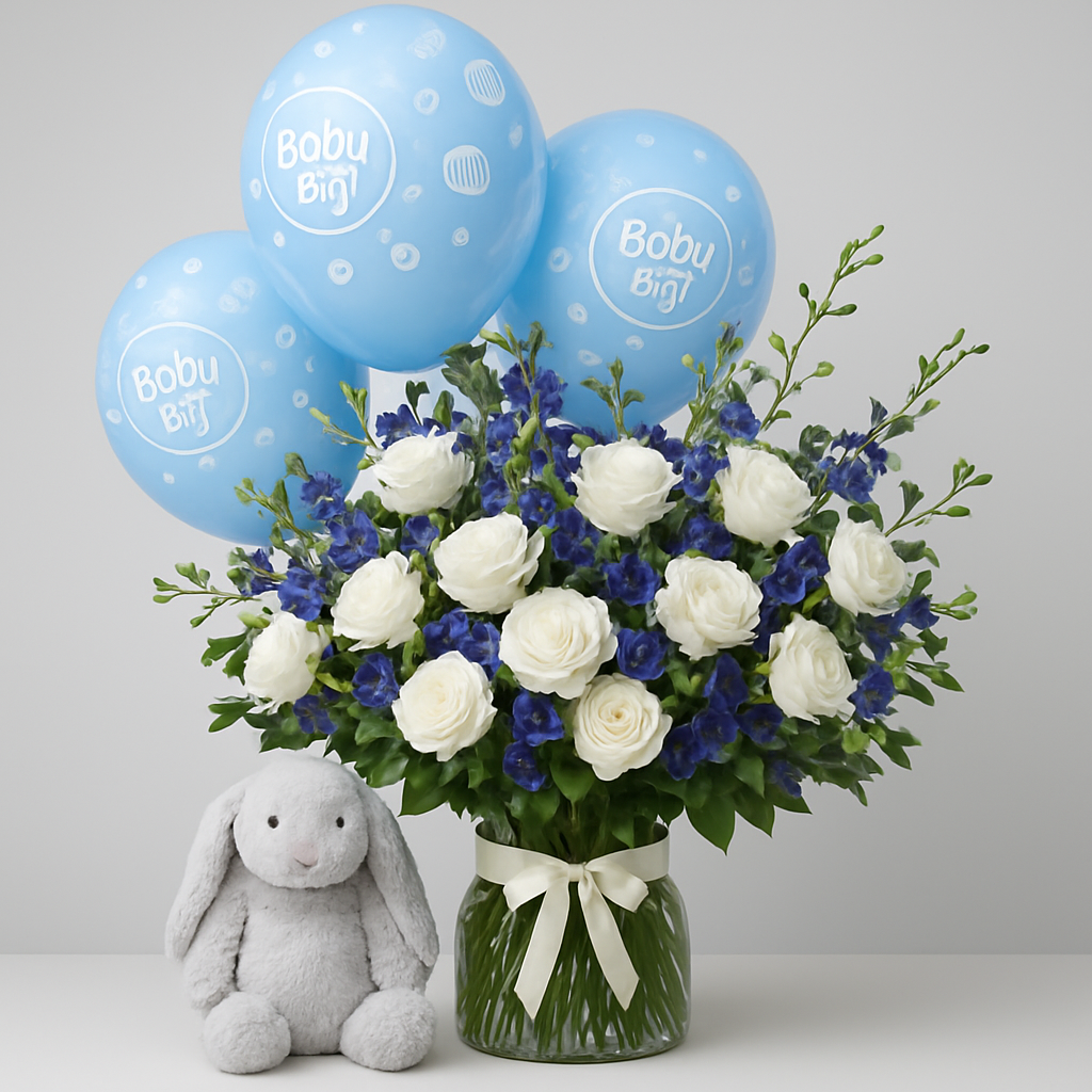 My Boy's Bunny – Birthday Roses And Orchids Gift Set #Size_Grand