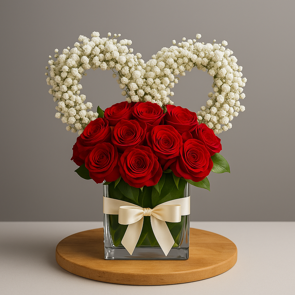 My Love Heart Red Roses Gift Arrangement #Size_Classic
