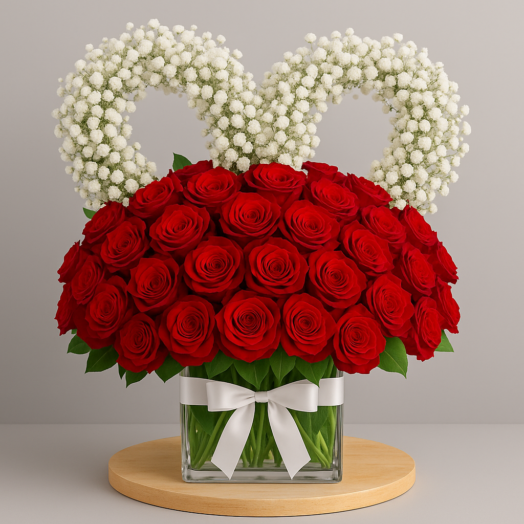 My Love Heart Red Roses Gift Arrangement #Size_Deluxe