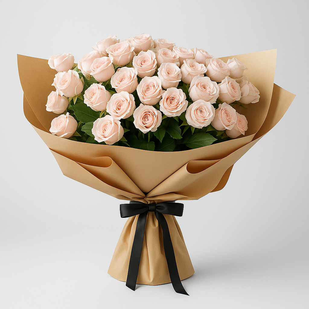 Pastel Bouquet – Romantic Spray Roses And Roses Hand-Tied Bouquet #Size_Classic