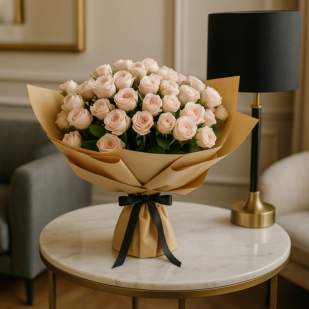 Pastel Bouquet – Romantic Spray Roses And Roses Hand-Tied Bouquet