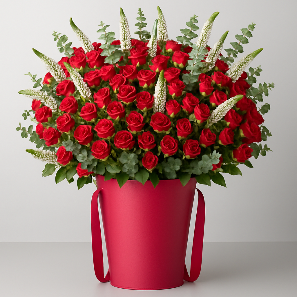 Perfect Mix – Birthday Spray Roses And Roses Vase Arrangement #Size_Grand