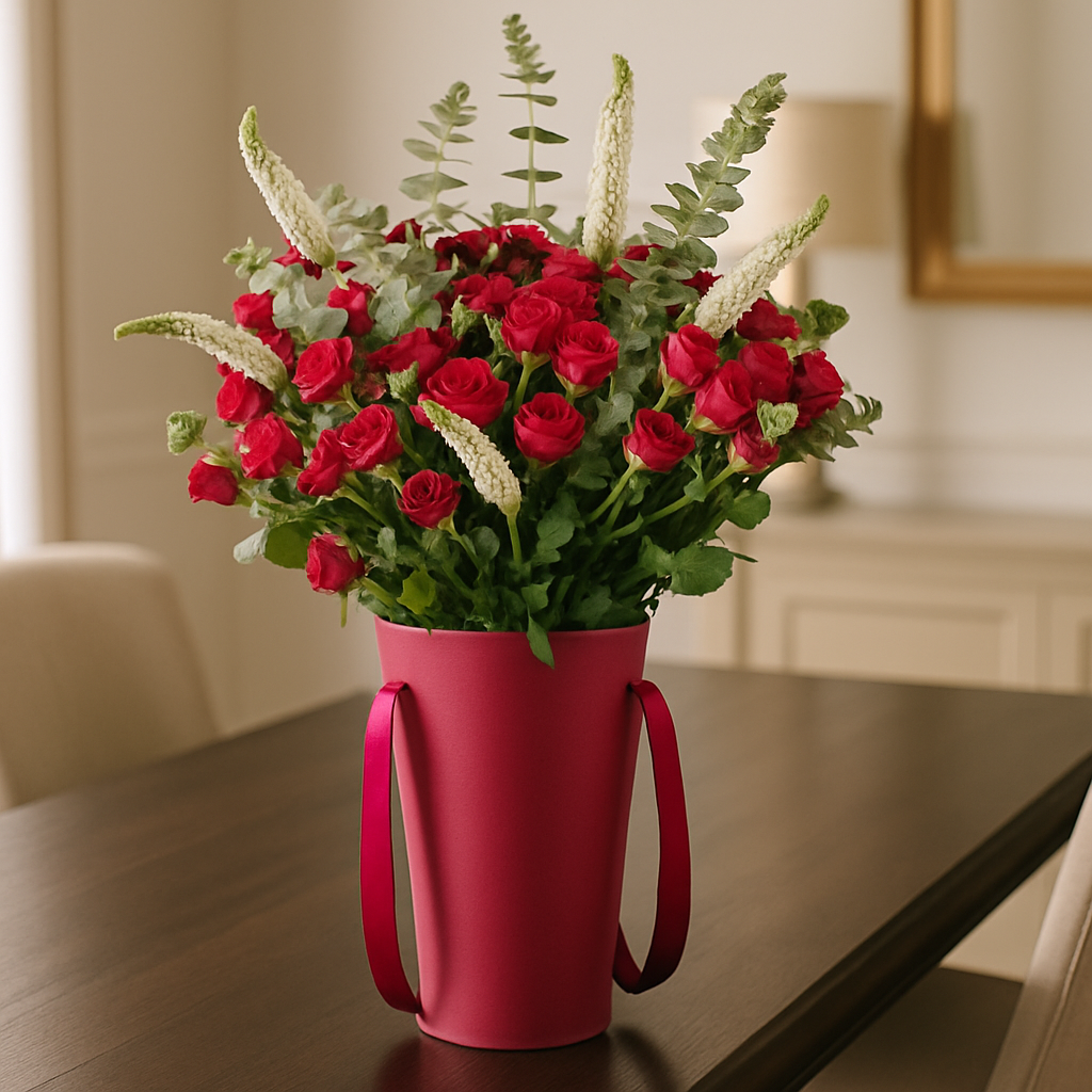 Perfect Mix – Birthday Spray Roses And Roses Vase Arrangement