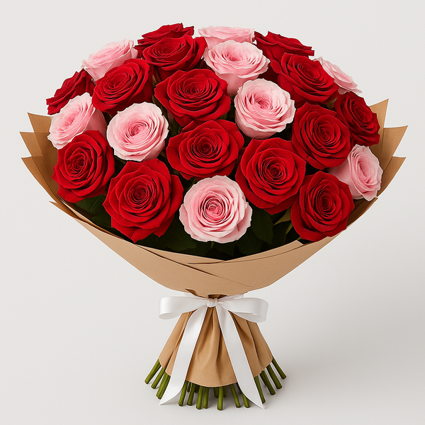 Pink and Red Roses Bouquet – Birthday Roses