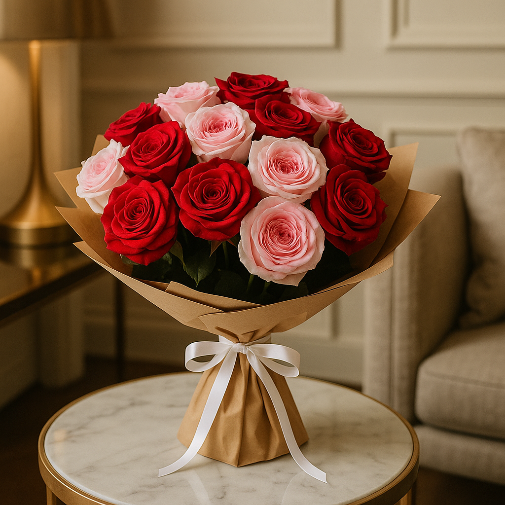 Pink and Red Roses Bouquet – Birthday Roses