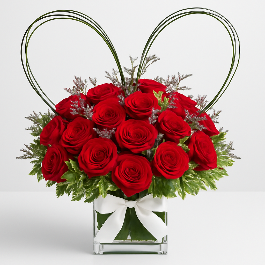 Power of Love – Birthday Roses Vase Arrangement #Size_Grand