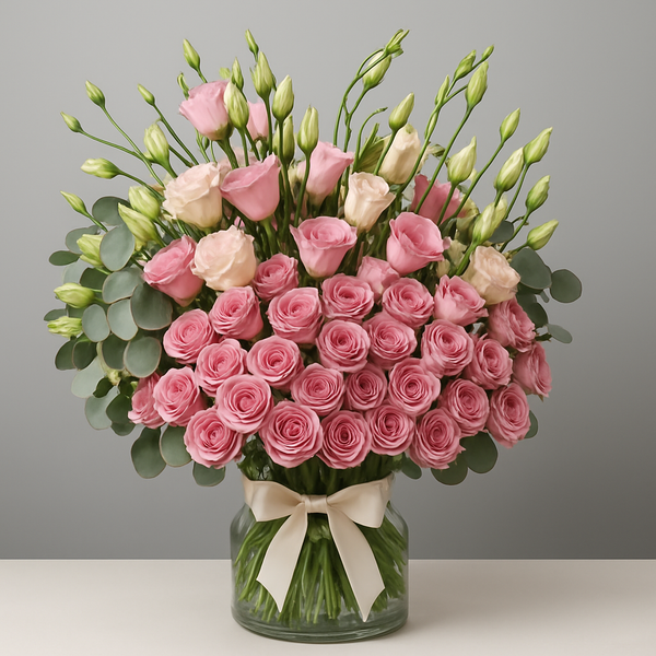 Pure Passion – Birthday Spray Roses And Roses Vase Arrangement