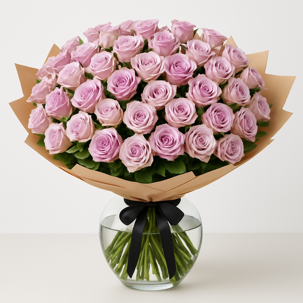 Purple Clouds – Romantic Spray Roses And Roses Vase Arrangement